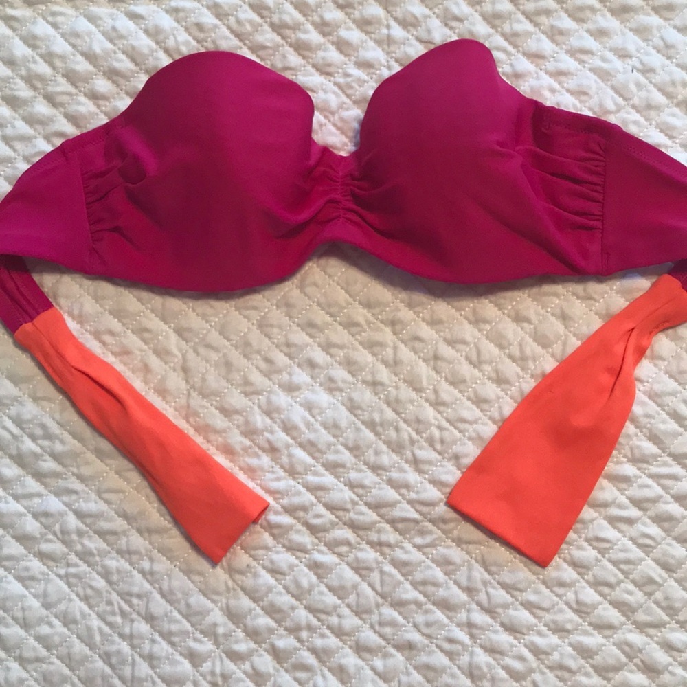 EUC Bright Pink w/Bight Orange Push Up Bikini Top Sz Sm